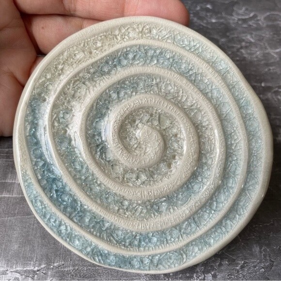 NWOT Coasters Ceramic & Glass Handmade Set of 2 - Picture 6 of 9